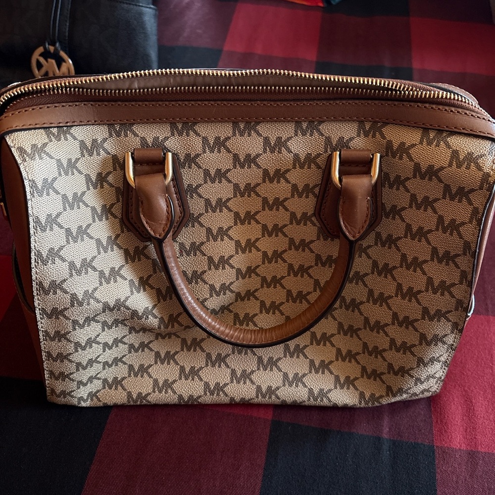Michael Kors Tan and Brown Signature Satchel